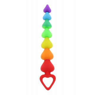 Stimulateur anal Rainbow Heart Beads - Toyjoy