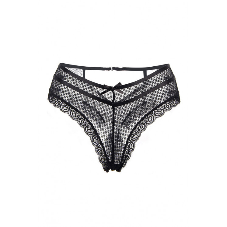 Tanga noir dentelle - Paris Hollywood