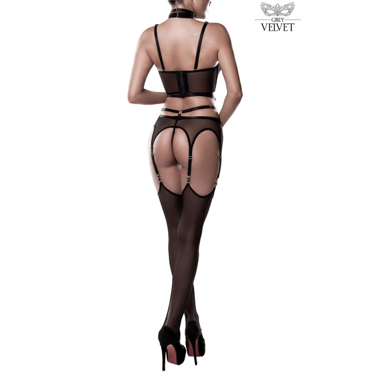 Set sexy fetish harnais et voile - Grey Velvet