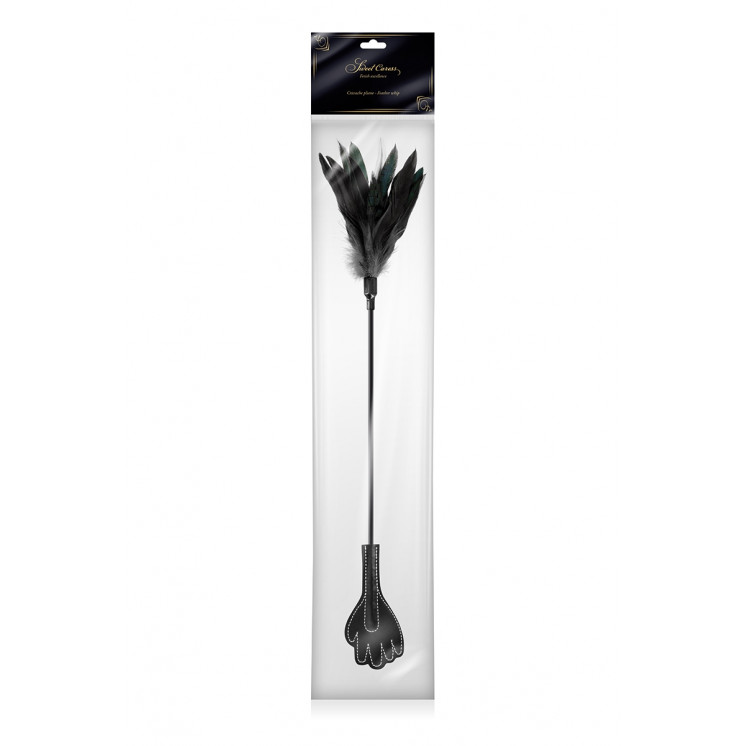 Mini cravache main avec plumes noires - Sweet Caress