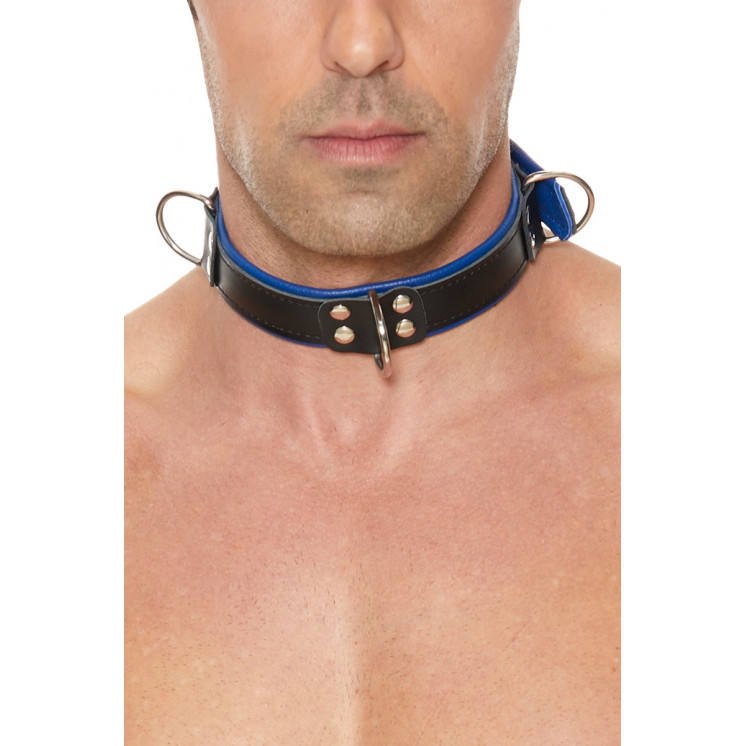 Collier Bondage Deluxe bleu et noir - Ouch!