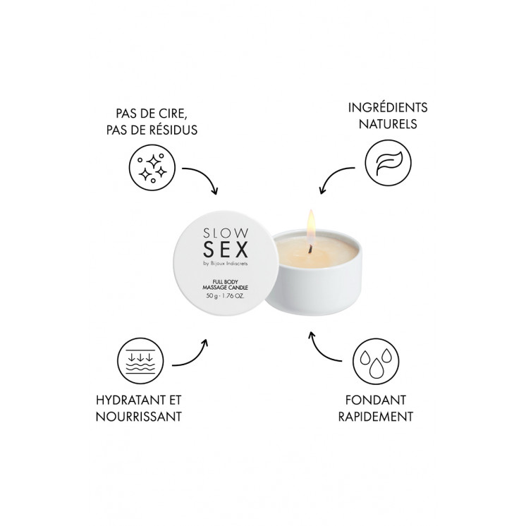 Bougie de massage Slow Sex 50g - Bijoux Indiscrets