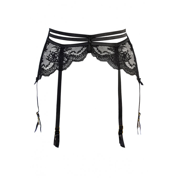 Porte-jarretelles tulle et dentelle noir V-10712 - Axami 