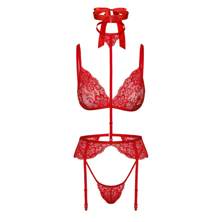 Ensemble 5 pièces Bondage Red Lace Kiss 243 - Kissable